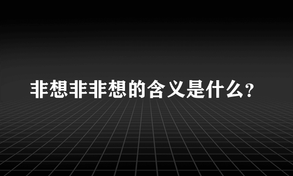 非想非非想的含义是什么？