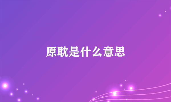 原耽是什么意思