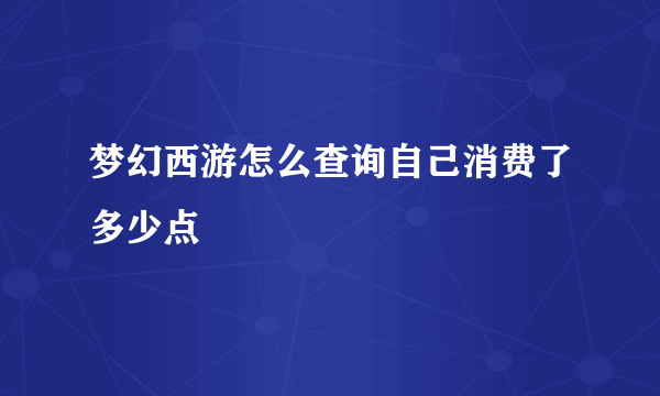 梦幻西游怎么查询自己消费了多少点