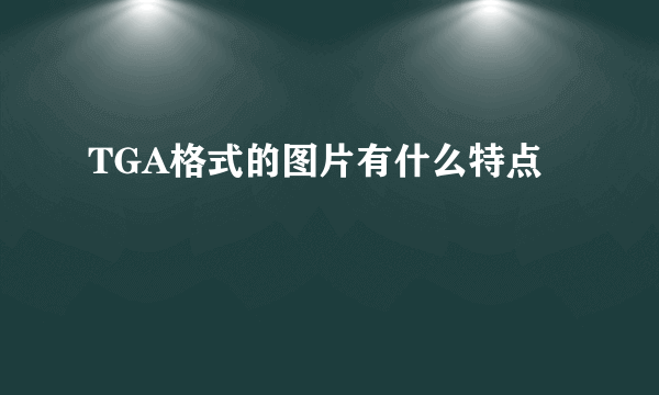 TGA格式的图片有什么特点