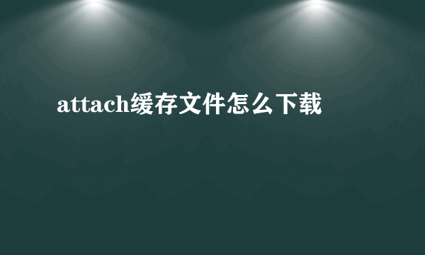 attach缓存文件怎么下载