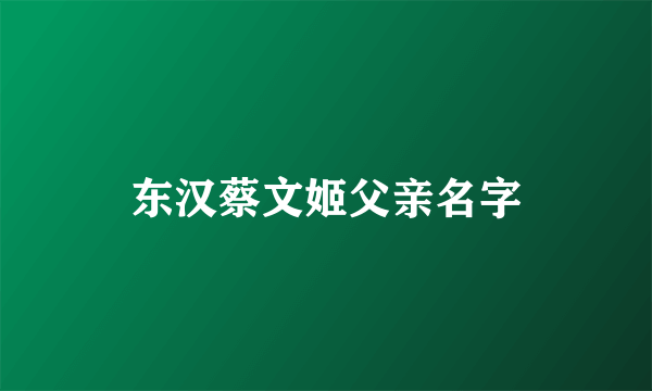 东汉蔡文姬父亲名字