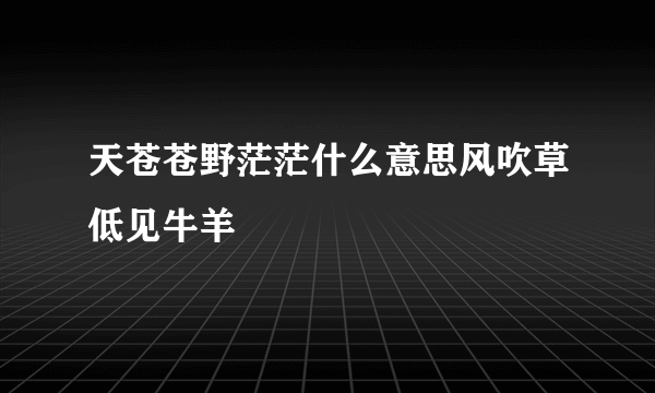 天苍苍野茫茫什么意思风吹草低见牛羊