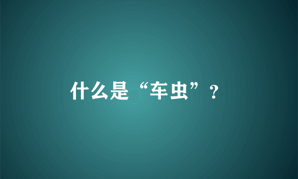 什么是“车虫”？