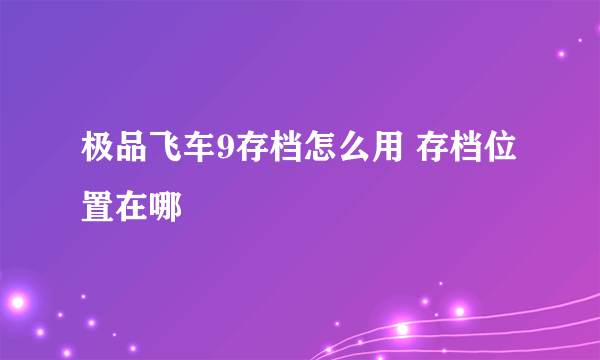 极品飞车9存档怎么用 存档位置在哪