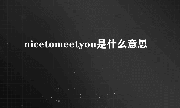 nicetomeetyou是什么意思