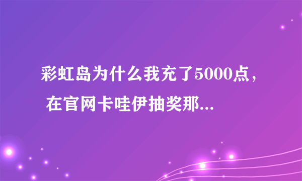 彩虹岛为什么我充了5000点， 在官网卡哇伊抽奖那怎么没显示啊？