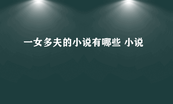 一女多夫的小说有哪些 小说