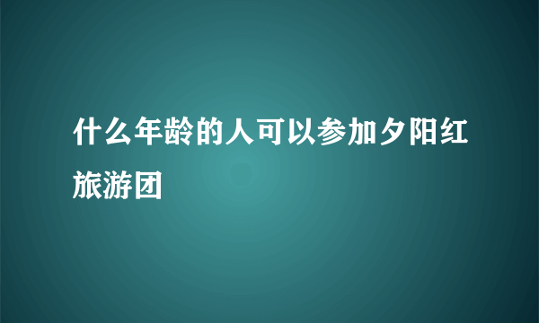 什么年龄的人可以参加夕阳红旅游团