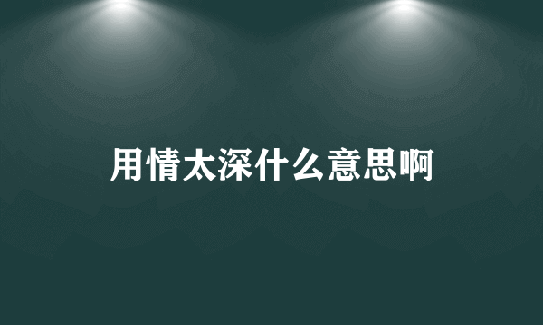 用情太深什么意思啊