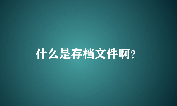 什么是存档文件啊？