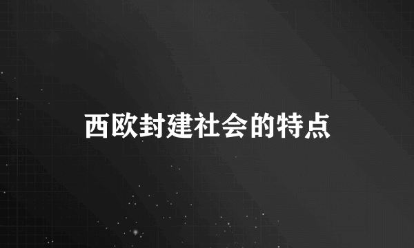 西欧封建社会的特点