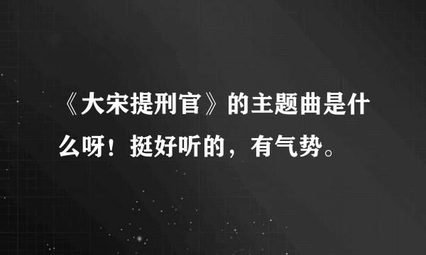 《大宋提刑官》的主题曲是什么呀！挺好听的，有气势。