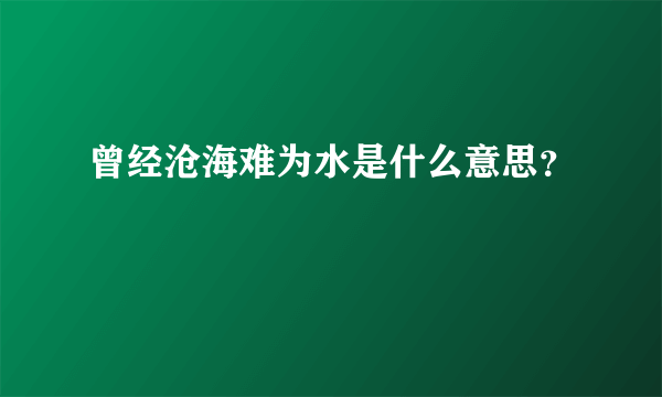 曾经沧海难为水是什么意思？