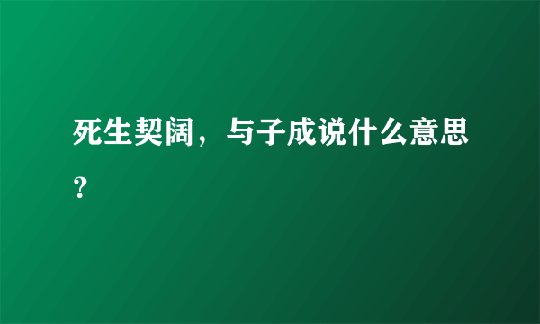 死生契阔，与子成说什么意思？