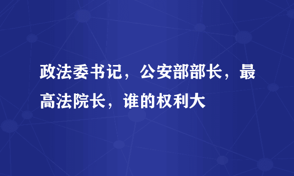 政法委书记，公安部部长，最高法院长，谁的权利大