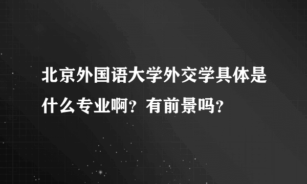 北京外国语大学外交学具体是什么专业啊？有前景吗？