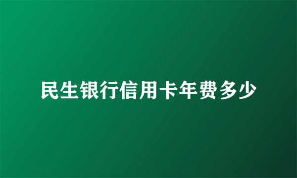 民生银行信用卡年费多少