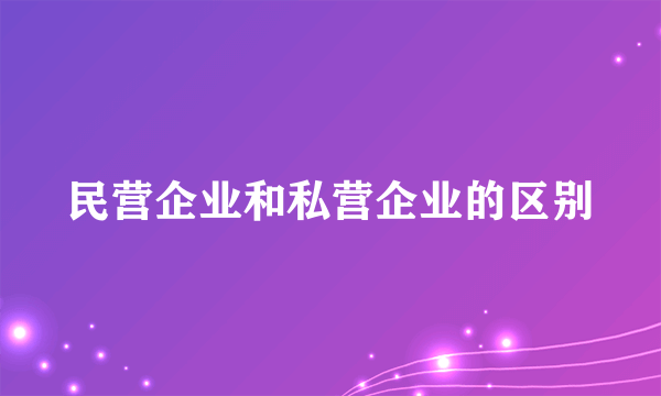 民营企业和私营企业的区别