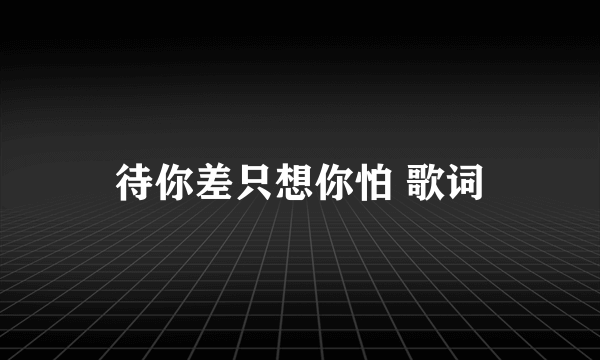 待你差只想你怕 歌词