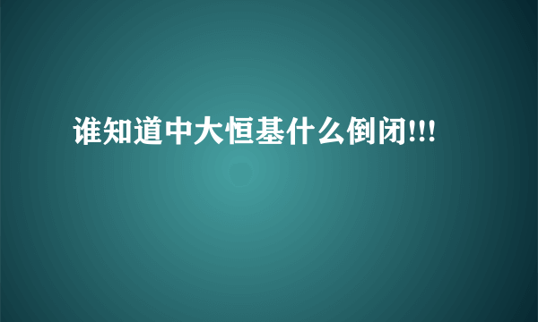 谁知道中大恒基什么倒闭!!!