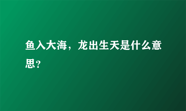 鱼入大海，龙出生天是什么意思？