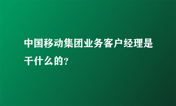 中国移动集团业务客户经理是干什么的？