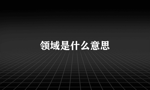 领域是什么意思