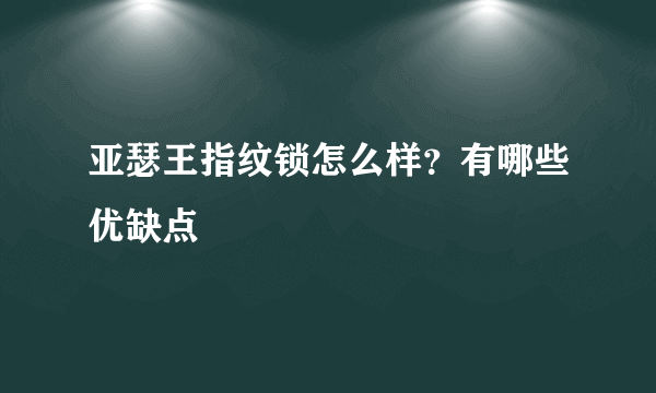 亚瑟王指纹锁怎么样？有哪些优缺点