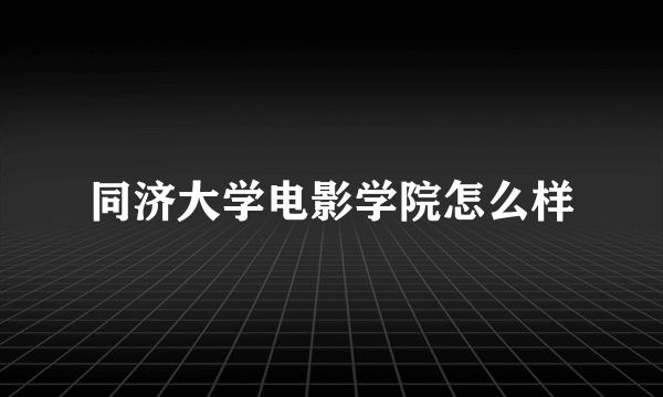 同济大学电影学院怎么样