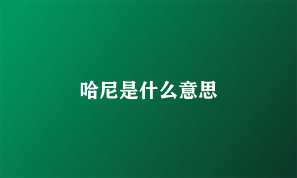 哈尼是什么意思