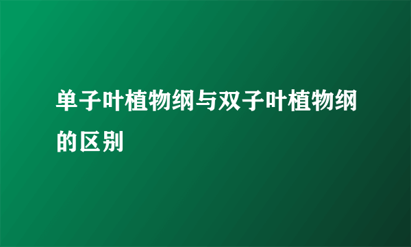 单子叶植物纲与双子叶植物纲的区别