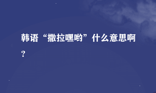 韩语“撒拉嘿哟”什么意思啊？