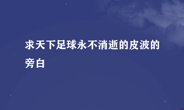 求天下足球永不消逝的皮波的旁白