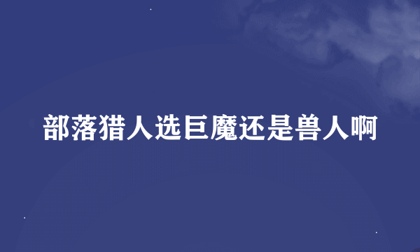 部落猎人选巨魔还是兽人啊