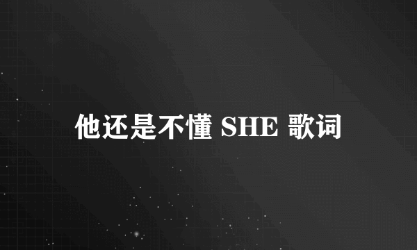 他还是不懂 SHE 歌词