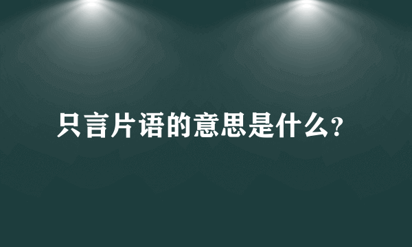 只言片语的意思是什么？