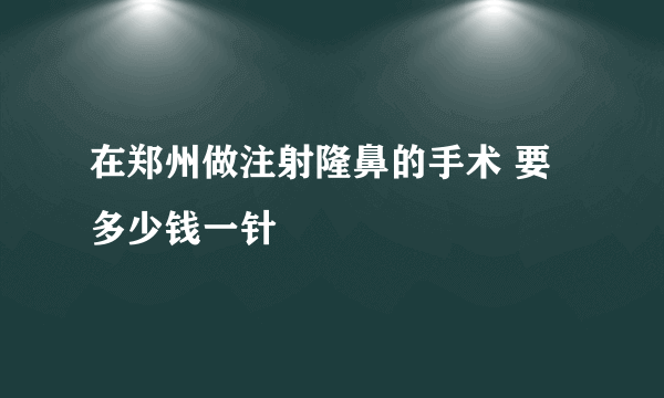 在郑州做注射隆鼻的手术 要多少钱一针