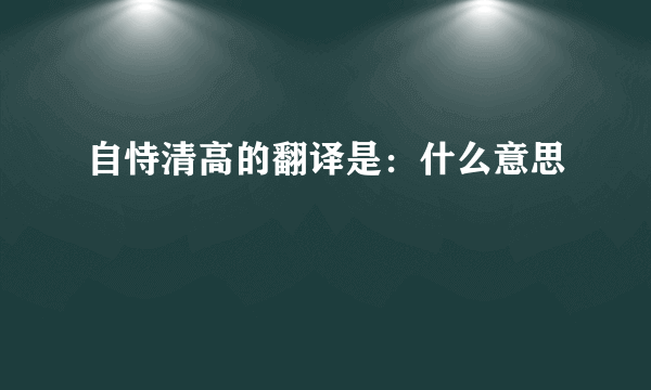 自恃清高的翻译是：什么意思