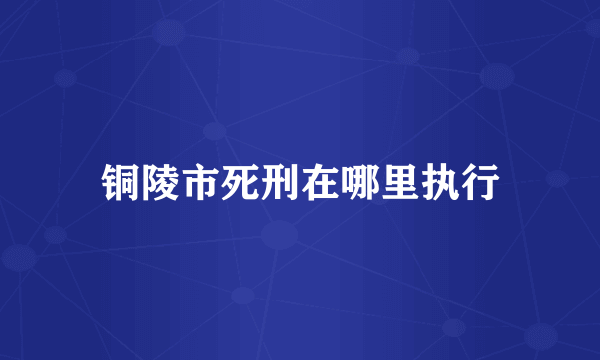 铜陵市死刑在哪里执行