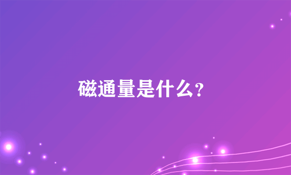 磁通量是什么？