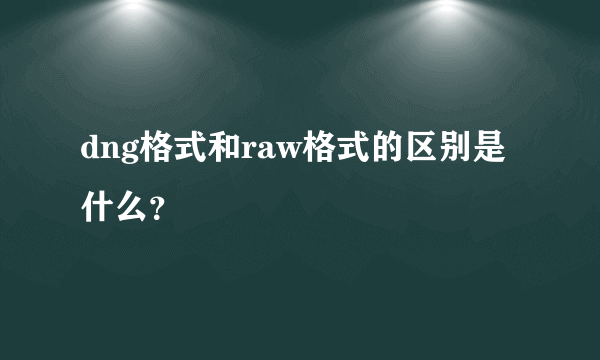 dng格式和raw格式的区别是什么？