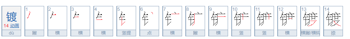 镀的组词有哪些？