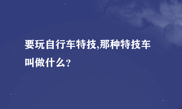 要玩自行车特技,那种特技车叫做什么？