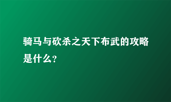 骑马与砍杀之天下布武的攻略是什么？