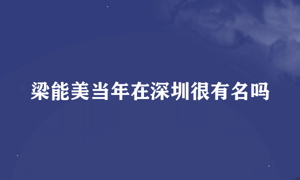 梁能美当年在深圳很有名吗