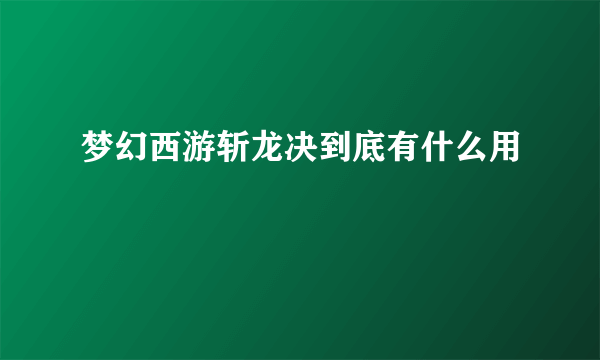 梦幻西游斩龙决到底有什么用