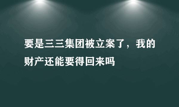 要是三三集团被立案了，我的财产还能要得回来吗