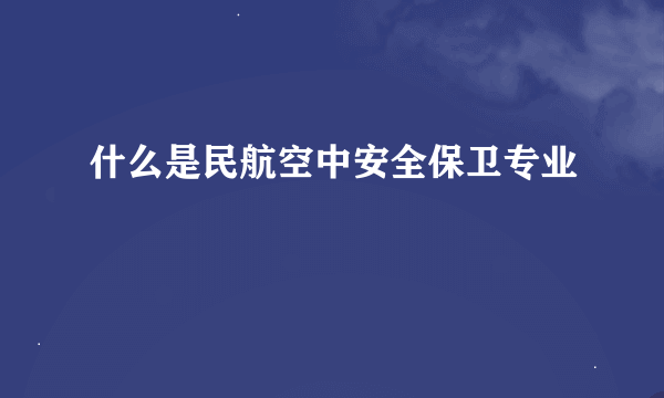 什么是民航空中安全保卫专业