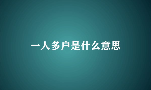 一人多户是什么意思